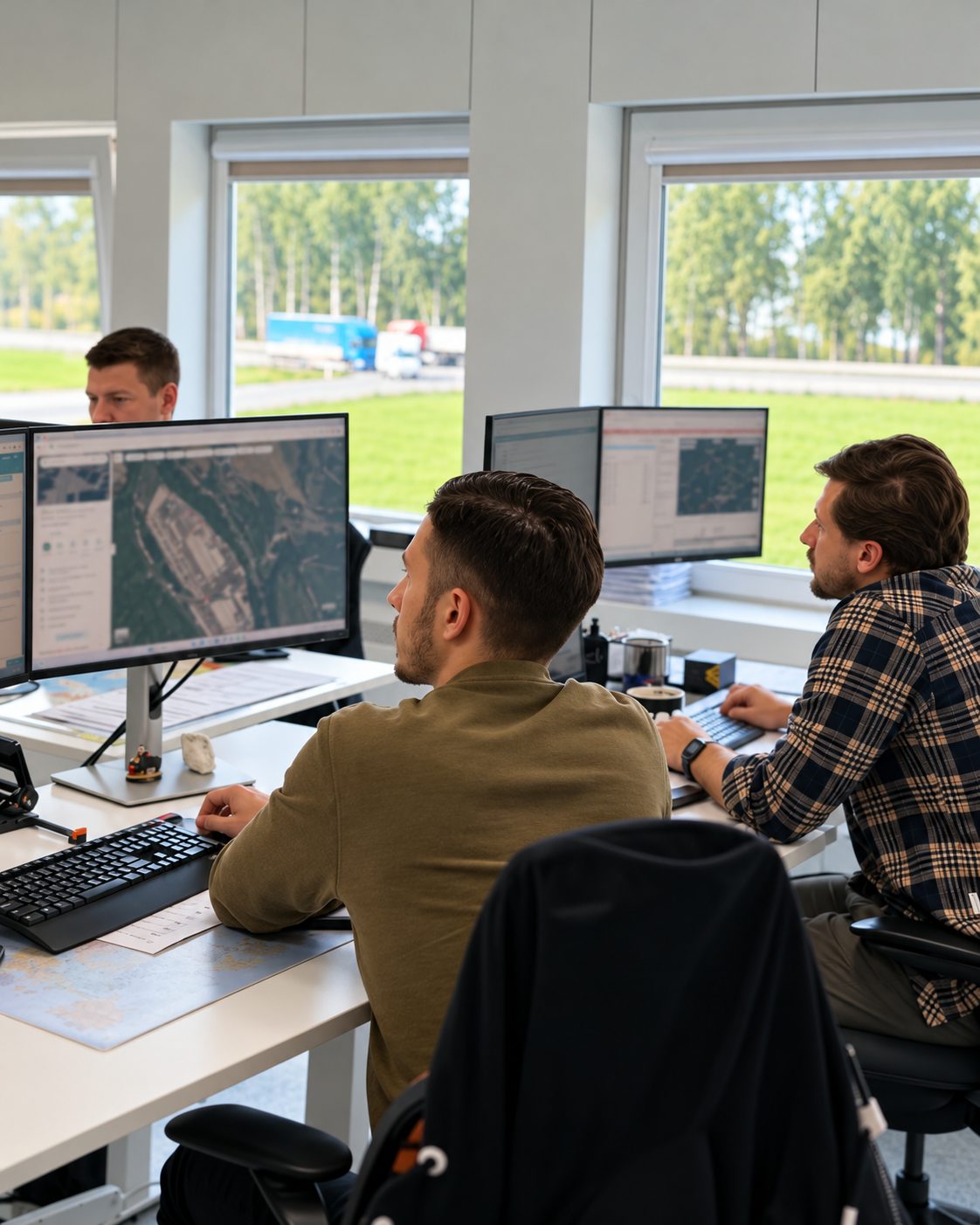 Erabalta logistics specialists planning a transport in the office