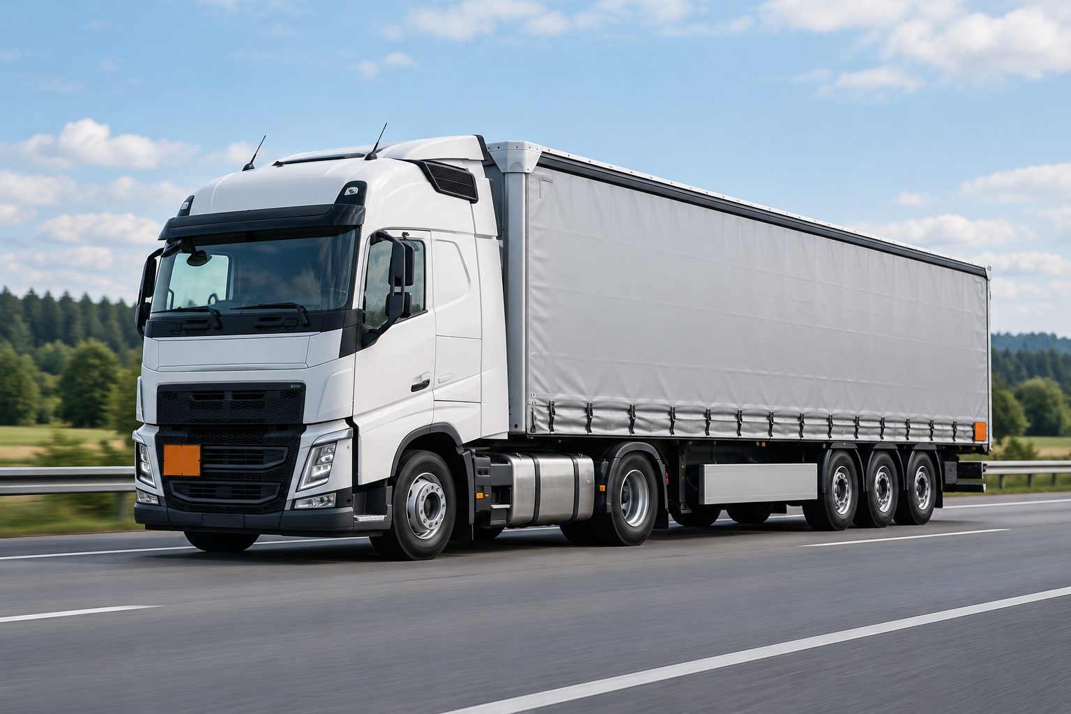 Truck with ADR markings on the road