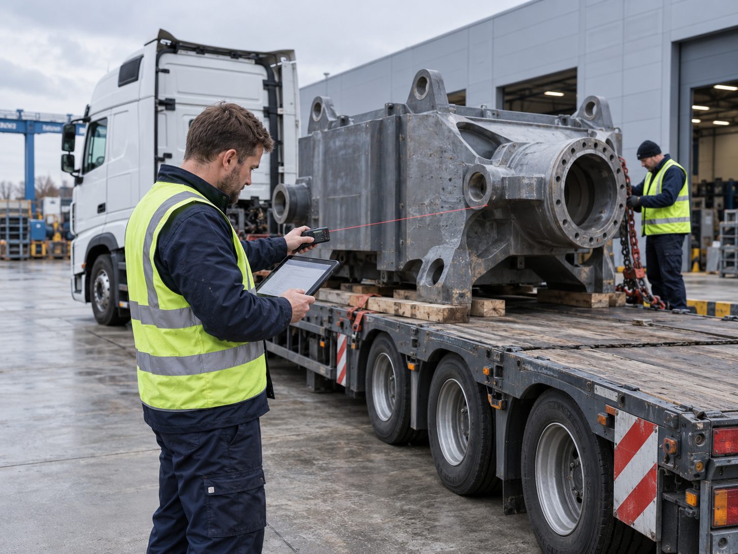 Heavy equipment inspection before transport